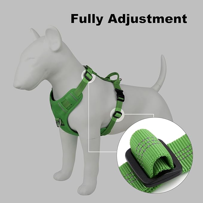 Plutus Pet No Pull Dog Harness, Reflective Adjustable Dog Vest Harness with Handle, Escape Proof, Soft Padded for Small Medium Large Dogs (Green, L)