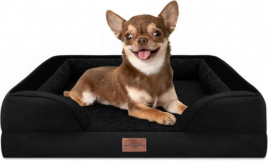 Comfort Expression Small Dog Beds Waterproof Orthopedic Foam Dog Sofa Beds for Small Dogs Comfy Pet Bed with Washable Removable Cover & Non-Slip Bottom(X-Small,Black)