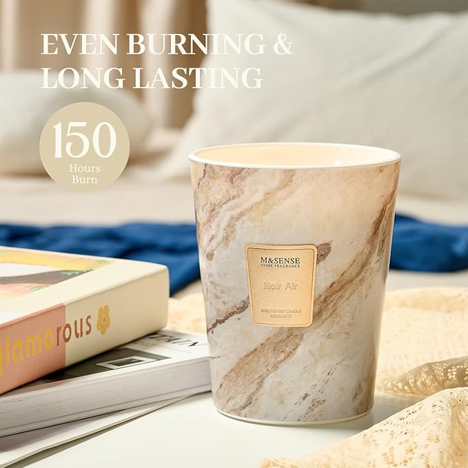 M&SENSE Extra Large Candle 35oz 150H NoirAir Scented Candle, 3 Wick Highly Scented Jar Candle, XL Candles Gift for Stress Relief, Meditation, Yoga