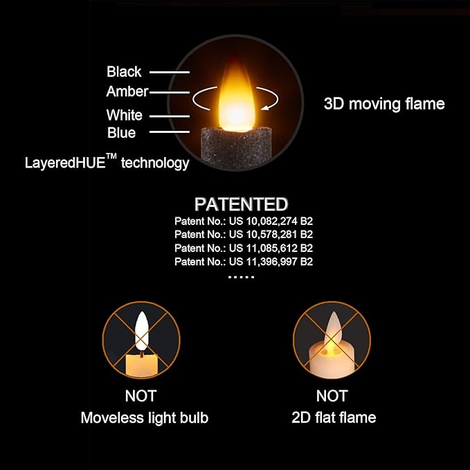 Flameless Taper Candles Flickering with Remote and Timer, 3D Moving Flame Taper Candle Battery Operated to 400 Hours, 9 Inch Window Candles, (Black)