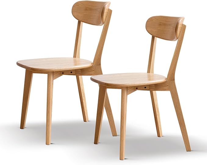 Solid Wood Dining Chairs Set of 2 - FAS-Grade North American Oak,Heavy Duty Dining Chair with Ergonomic Curved Back,Dining Chairs for Heavy People,Easy Assembly,400 lb Capacity