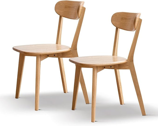 Solid Wood Dining Chairs Set of 2 - FAS-Grade North American Oak,Heavy Duty Dining Chair with Ergonomic Curved Back,Dining Chairs for Heavy People,Easy Assembly,400 lb Capacity