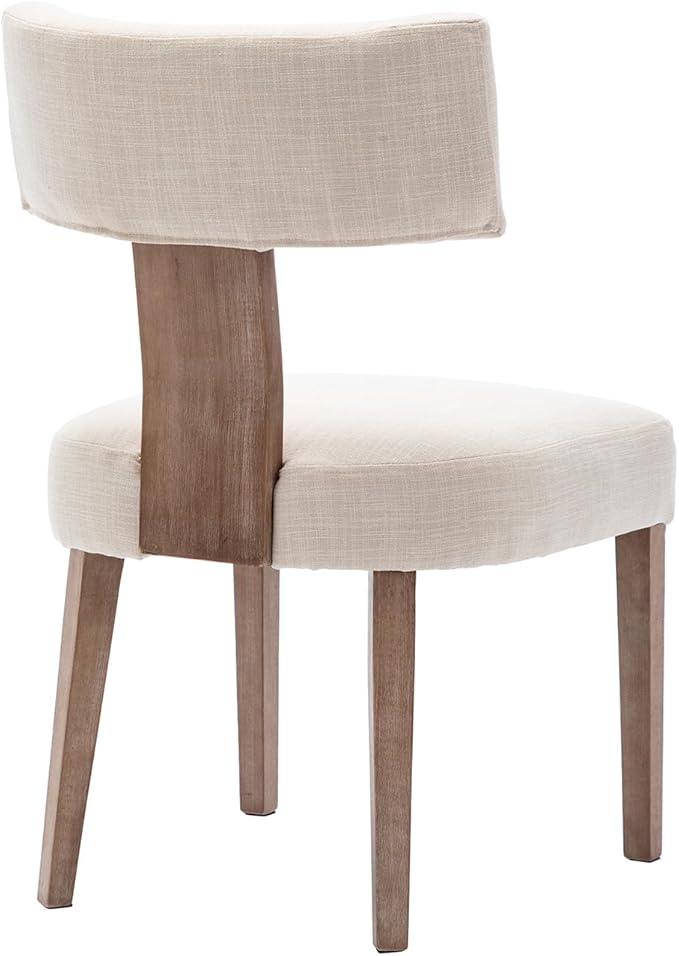 Dining Chairs Set of 2, Upholstered Kitchen Chairs with Mid Back, Modern Recycled Polyester Dining Room Chairs Modern Wood Chairs for Living Room/Home Office/Reception