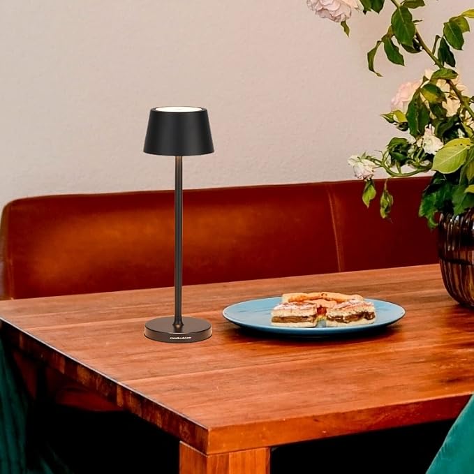 Rechargeable LED Desk Lamp Cordless,with IP54 Waterproof Function and Touch Dimming Table Lamps,Suitable for Indoor and Patio Lighting Black