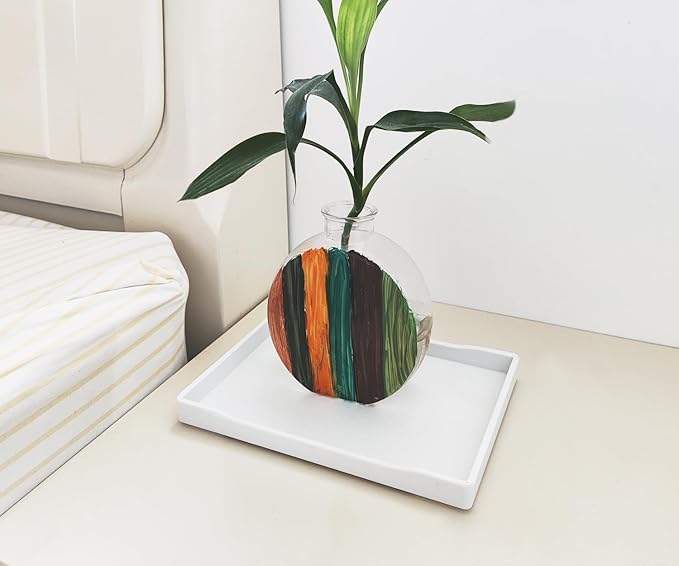 Small White Serving Tray (8.5 x 6.3 inch) for Serving Accessory, Spa, Coffee, Drinks, Wine, Tea, Bar, Party, Seasoning, Perfume or Display Use.