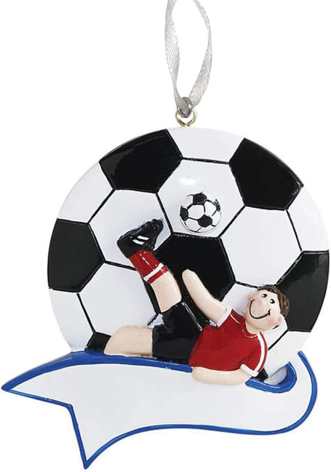 2025 Soccer Christmas Ornament – Personalized Soccer Ball Holiday Keepsake – Custom Soccer Ornament for Kids, Players & Fans – Unique Sports Decoration & Gift for Soccer Lovers (Soccer Kick Boy)
