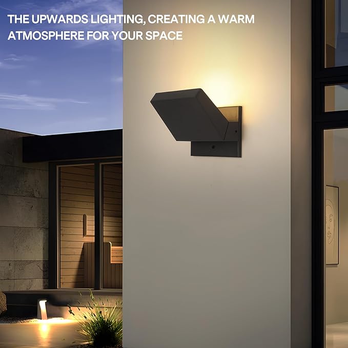 Outdoor Wall Light 350° Rotate Modern Wall Sconce Minimalist Style Wall Mount Light Aluminum Outside Light Fixture No Glare high Brightness 3000K LED Warm Lights for Porch/Front Door
