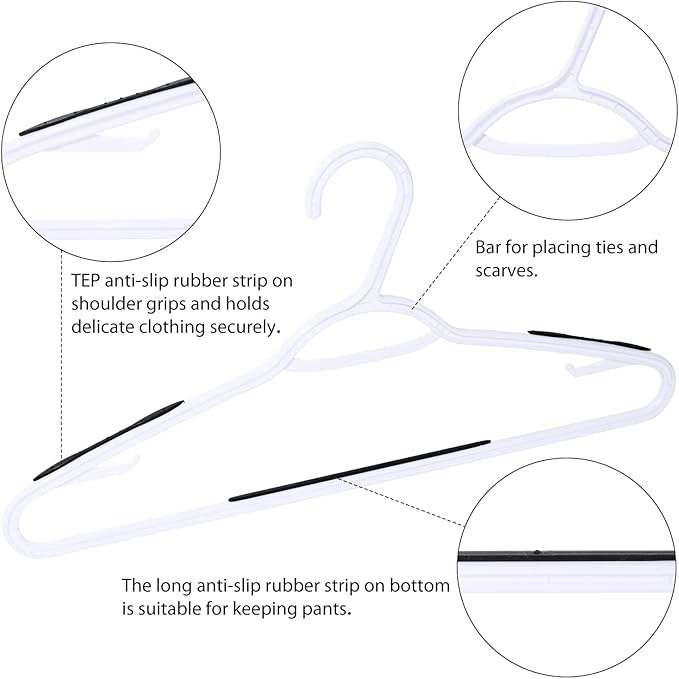 30 Pack Bendable Plastic Hangers Light-Weight Non-Slip Clothes/Suit Hangers(Black)