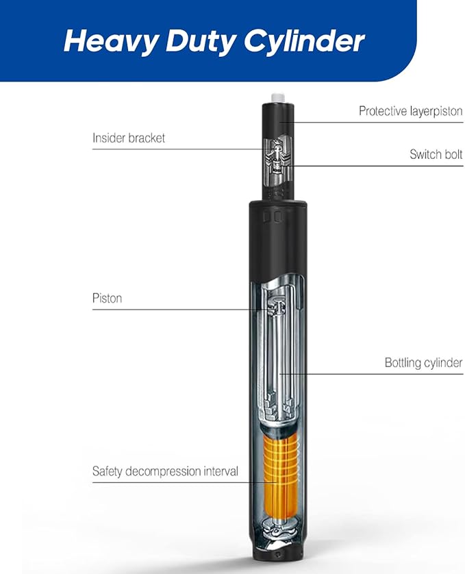 Office Chair Gas Lift Cylinder Fits Most Desk Chairs and Gaming Chairs Long Stroke Hydraulic Pneumatic Shock Piston Heavy Duty 500Lbs (9.5in Cylinder Length)