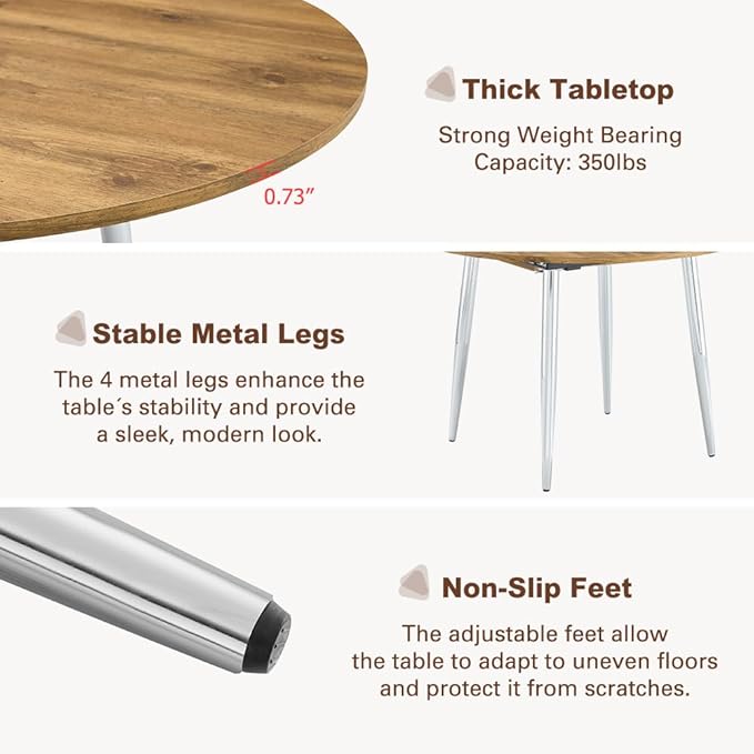 42" Round Dining Table for 4, 54" Oval Dining Table for 6, Extendable Kitchen & Dining Room Table with Metal Legs, Modern Rustic Space-Saving Adjustable Shape Dinner Table, Easy Assembly,Oak