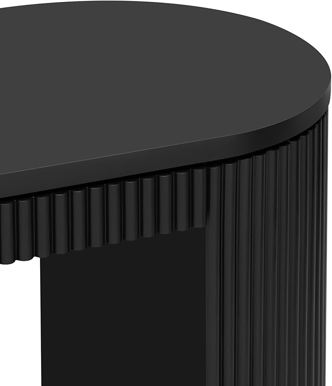 Modern Curved Console Table 59.2-Inch Fluted Entryway Sofa Table for Living Room Entrance Hallway Furniture, Black