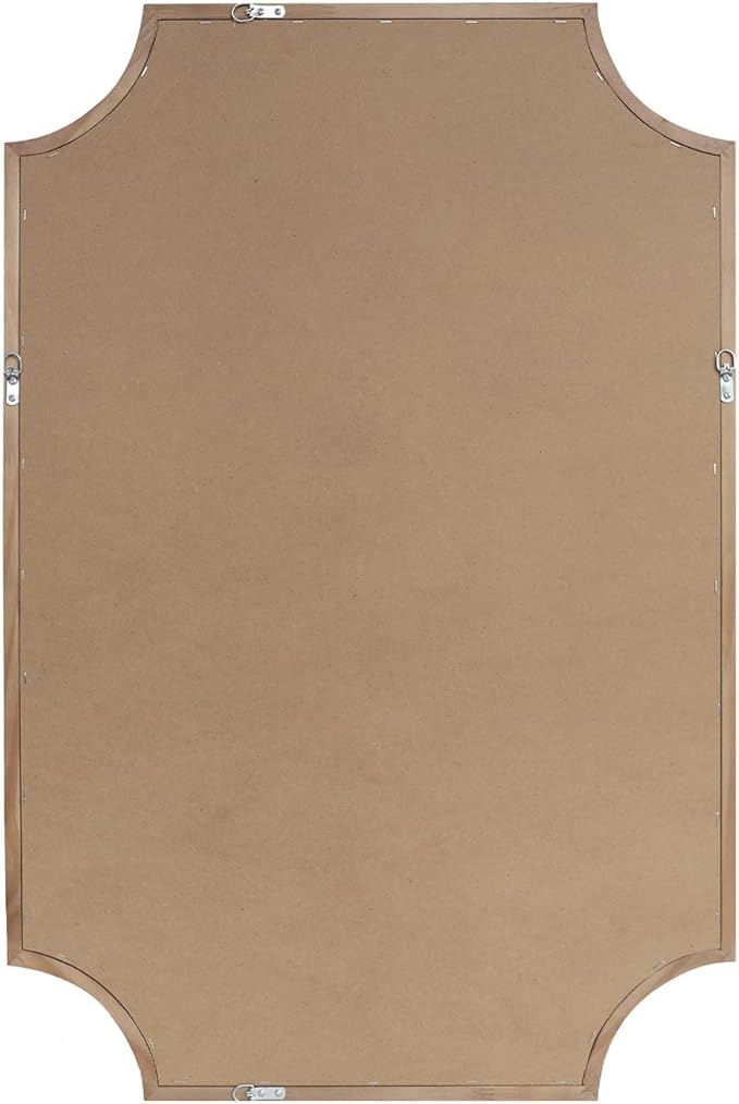 WallBeyond 24" x 36" Full Scalloped Corners Arch Rectangle Wall Mirror with Wood Frame for Entryway, Living Room or Bedroom Home Decor - Light Woodgrain [24" x 36" Natrual]