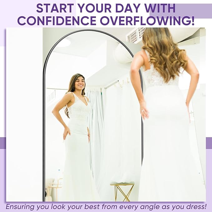 Floor Mirror, 71"×32" Full Length Mirror with Stand for Bedroom Living Room, Black