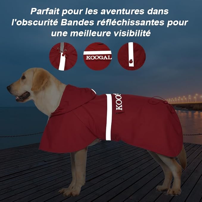 Pet Large Dog Raincoat Apparel Poncho Waterproof for Medium Large Sized,Pet Raincoats for Clothes Jacket,Dog Rain Jacket (Red,6XL)
