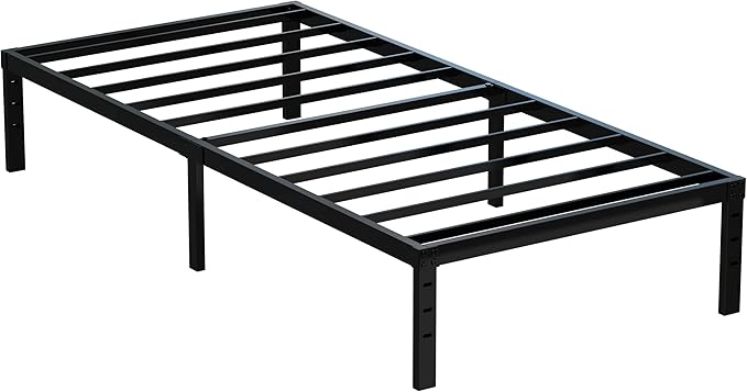 12 Inch Twin Bed Frame No Box Spring Needed, Heavy Duty Metal Platform Bed Frame Twin Size Support Up to 2500 lbs, Easy Assembly, Noise Free, Black