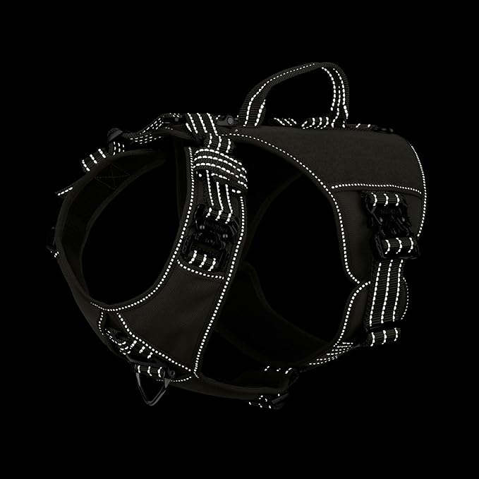 ICEFANG GN8 Tactical Dog Harness with 4X Metal Buckles for Large Sized Dogs,Reflective in Training Walking K9 Dog Vest,No-Pull Front Leash Clip,Adjustable Pet Harness (Green, Large (Pack of 1))