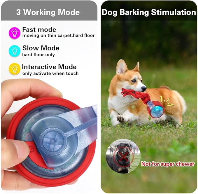 Interactive Dog Toys with Motion Activated, Squeaky Dog Toy Active Rolling Ball Wicked Ball for Daily Training, USB Rechargeable, Wicked Balls