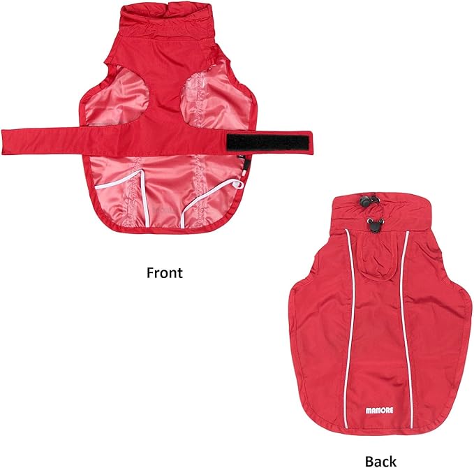Adjustable Waterproof Dog Raincoat for Dogs,Lightweight Pet Rain Jacket Puppy Clothes with Reflective Strip for Small Medium Large Dogs (Red, 3X-Large)