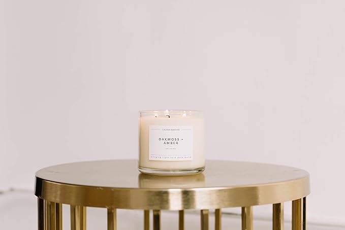 Calyan Wax Co. Seaside & Citrus 3 Wick Scented Candle - 43 Hour Burn - Luxury 3 Wick Soy Candles - Non Toxic Soy Wax Candles - Long Lasting Large Glass Jar Candle for Home - 14.9oz