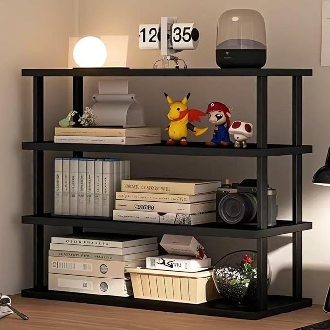 Bamboo Desktop Bookshelf Organizer – 3-Tier Desk Storage Rack for Office, Home, Study, Kitchen – Compact Shelf for Books, Plants, Toiletries, Supplies (Three Layers - Length 26.38 in)