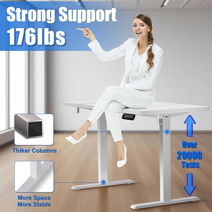 Standing Desk with Splice Board Adjustable Height- 63 inch Mobile Stand up Desk with Wheels, Portable Sit Stand Desks Electric with Lockable Casters
