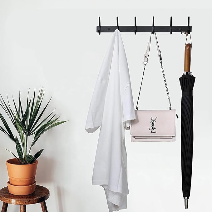 FANYITY 2 Pack Coat Rack Wall Mount, Coat Hooks for Wall, Entryway Coat Hanger Wall Mounted with 4 Double Dual Hooks for Purse Jacket Hat