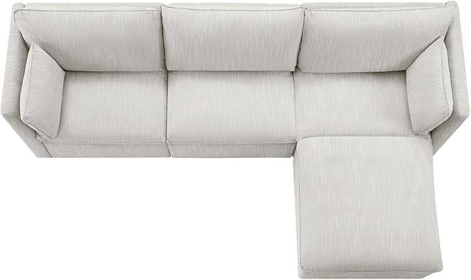 CHITA Luxury Oversized 114" L-Shaped Sectional Sofa Couch, Premium Down Filled Cloud Modular Sectional with Storage Ottoman, FSC Certified, Snow