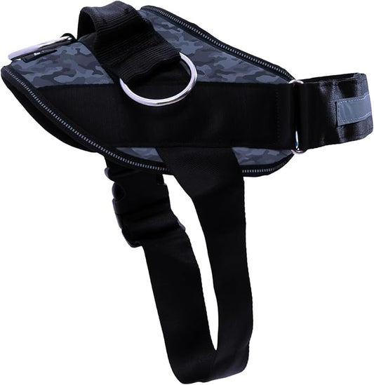 ShawnCo Essential Dog Harness, No-Pull Pet Vest with 3 Leash Clips, No Choke, Reflective, Adjustable and Padded, for Easy Walking and Training for Small, Medium and Large Dogs (Dark Camo, S)