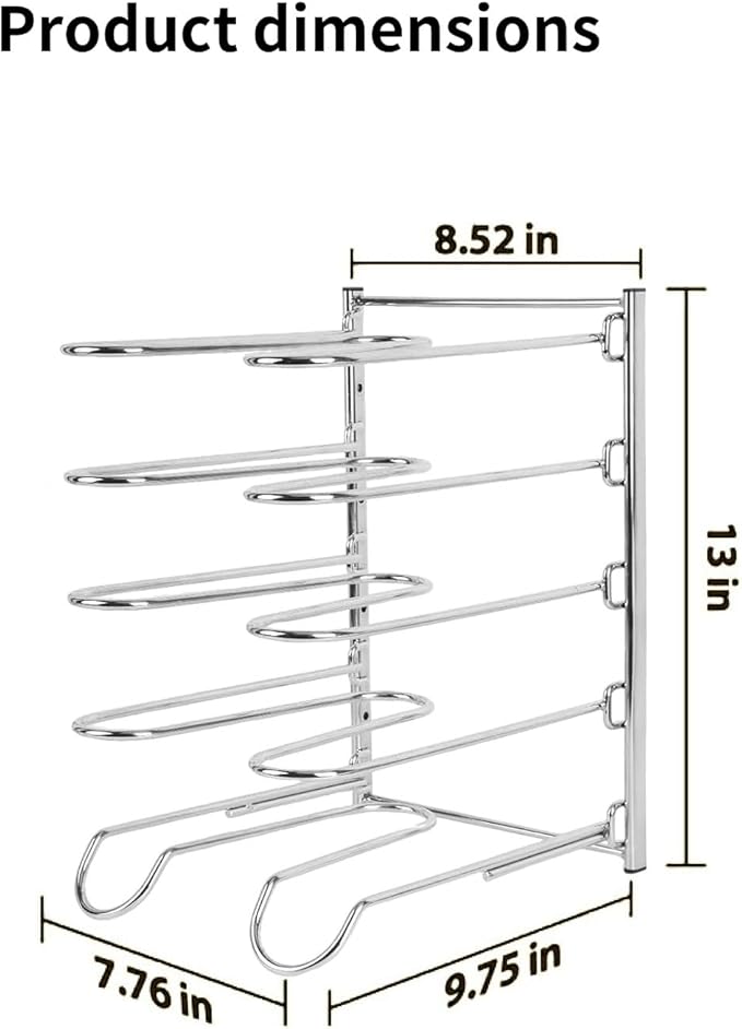 Pizza Rack, 5-Tier Stainless Steel Pizza Pan Storage Rack, Compact and Convenient Design for Easy Storage Multiple Pizzas pan 10.43" L x 8.52" W x 13" H, Pizza Pan Rack