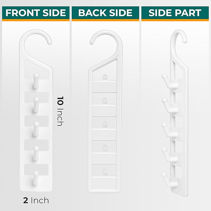 CraftyCrocodile Space Saving Hangers for Clothes - 6 in Pack, Heavy Duty Plastic, Multi Closet Space Savers for Shirts, Pants, Jeans, Sweaters - Hanger Organizer Space Saver, White