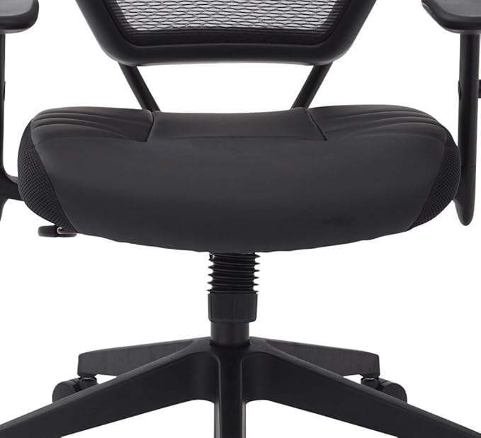 Space Seating 57 Series Professional Dark Air Grid Back Manager's Adjustable Office Chair with Built-in Lumbar Support and Padded Seat, Black Bonded Leather