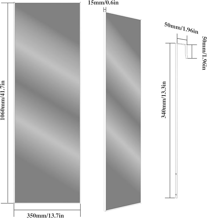 ANYHI Over The Door Mirror, 42"x14" Door Mirror Full Length, 2 Hooks, Over The Door or Wall Monuted, Aluminum Frame, for Bedroom Bathroom Checkroom, Black