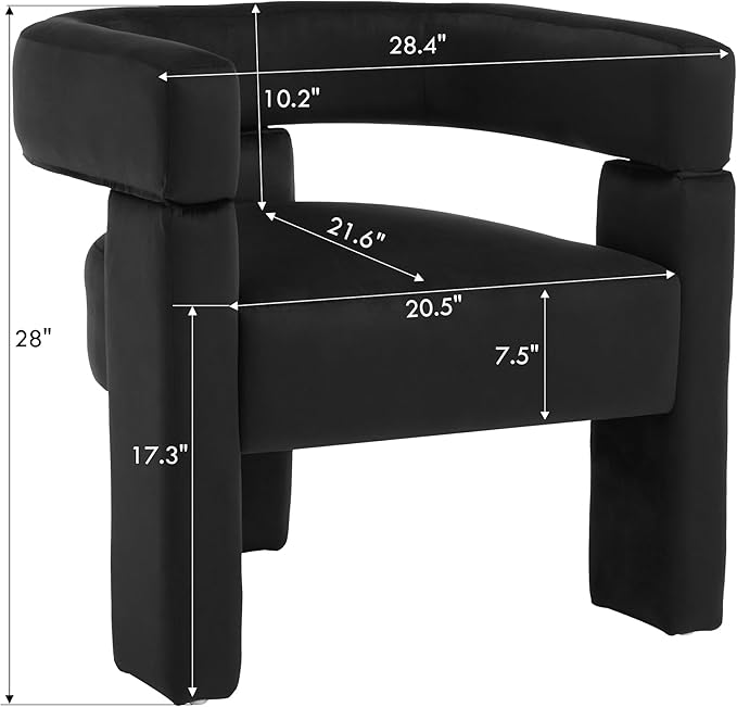 Black Dining Chairs Set of 4, Upholstered Velvet Barrel Chairs with Arms Comfy Side Chairs for Living Room/Dining Room/Reception