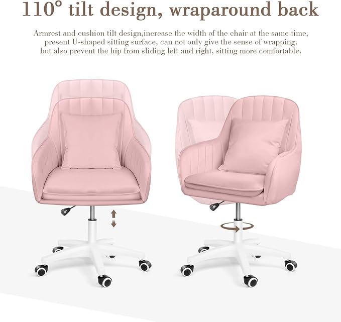 Cute Office Chair Home Computer Chairs Adjustable Task Chairs Modern Office Chair Makeup 360° Swivel Computer Mid Back Chair