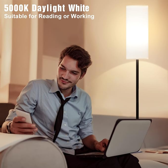 Ambimall Floor Lamps for Living Room, 64" Modern Floor Lamp with Remote Control and Stepless Dimmable Colors Temperature & Brightness, Standing Lamps for Living Room Bedroom Office, 9W Bulb Included