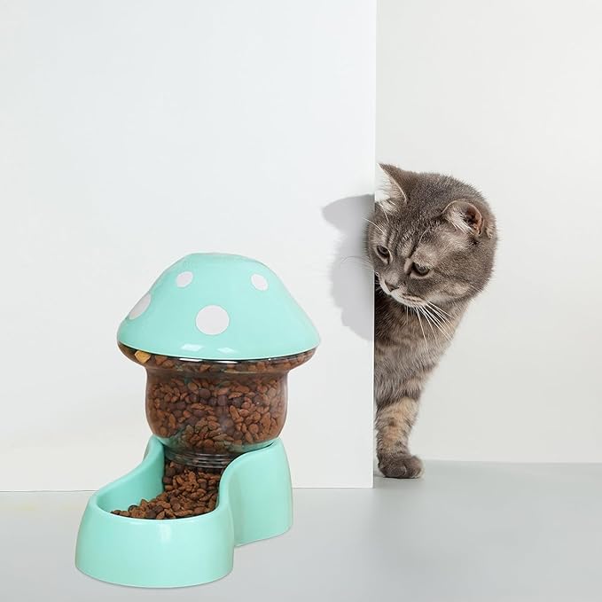 Automatic Pet Feeder with Mushroom Shape for Cats Dogs 2025 Easy Clean Refill Dual Food Water Dispenser