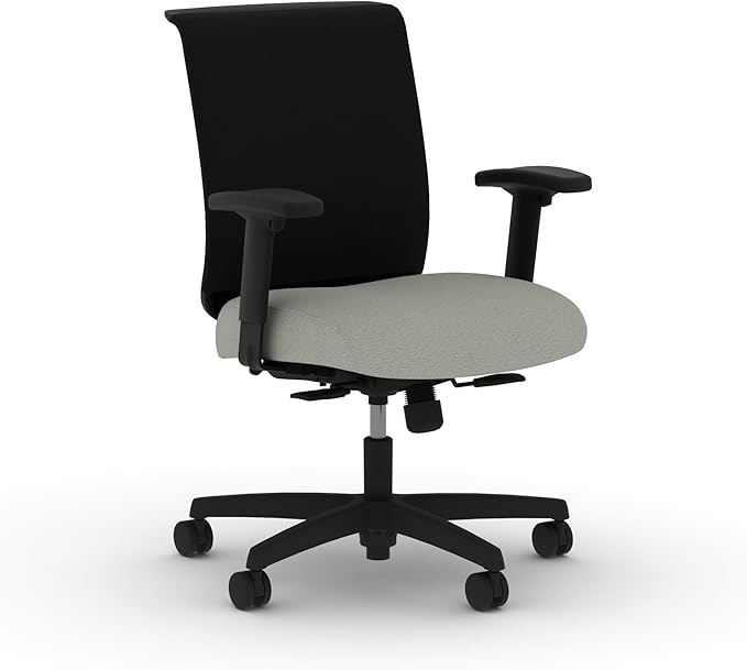 HON Convergence Ergonomic Office Chair, Breathable Back Support Mesh, Adjustable Arms, Computer Chair with Lumbar Support, Rolling Swivel Wheels, Comfortable Synchro-Tilt Recline, Fabric, Fog