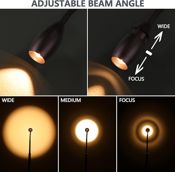 Reading Floor Lamp, 72" Tall LED Lamp with Flexible Gooseneck, Dimmable Zoomable Spotlight, Adjustable Color Beam Standing Lamp, Touch & Remote Control, Task Craft Living Room (Oil-Rubbed Bronze)