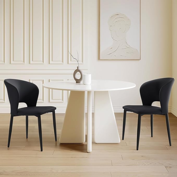 Homcosan Dining Chairs Set of 2, Modern Kitchen Chairs with Cross Structure & Exquisite Piping Design, Easy Assembly, Faux Leather Dining Room Chairs for Living Room Lounge, Bedroom, Black