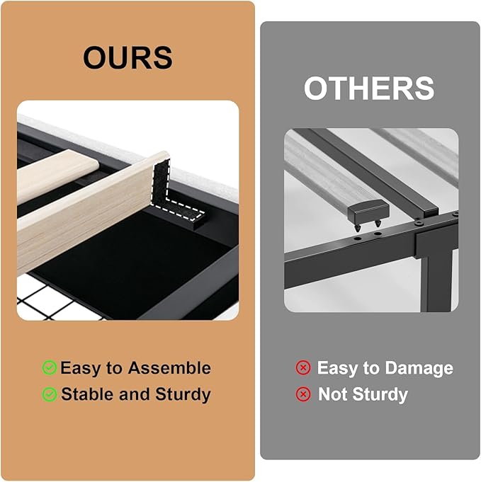 King Bed Frame with 4 Storage Drawers and Adjustable Headboard, Upholstered Platform Bed with LED Lights and USB Ports, Solid Wooden Slats Support, No Box Spring Needed, Easy Assembly, White