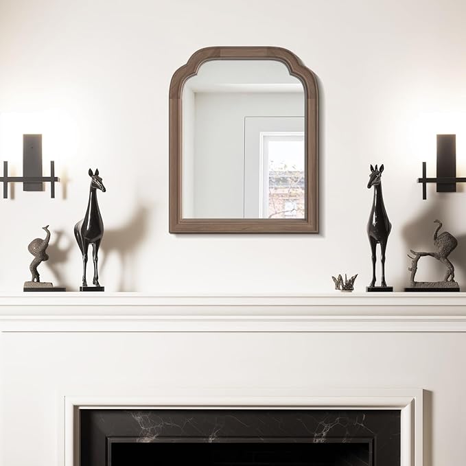 WallBeyond Wood Bathroom Mirrors for Wall Mounted, 16" x 20" Rustic Wood Frame Wall Mirrors Decorative for Living Room or Bedroom Vanity Mirror (Walnut)