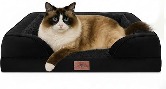 Comfort Expression Small Dog Beds Waterproof Orthopedic Foam Sofa Beds for Small Dogs Comfy Pet Bed with Washable Removable Cover & Non-Slip Bottom(XX-Small,Black)