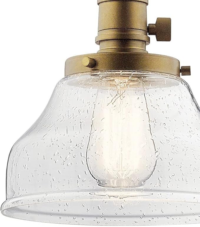 KICHLER Avery 8.5" 1 Light Bell Mini Pendant with Clear Seeded Glass Chrome