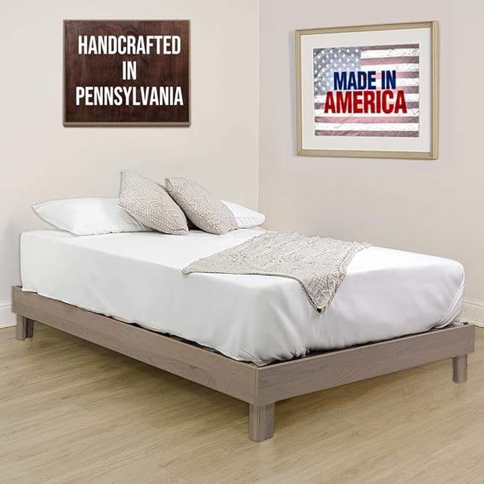 Solid Hardwood Platform Bed Frame with Slats, Quality Crafted in Pennsylvania, USA from Poplar by Mennonite Artisans, No Box Spring Needed, Easy Assembly