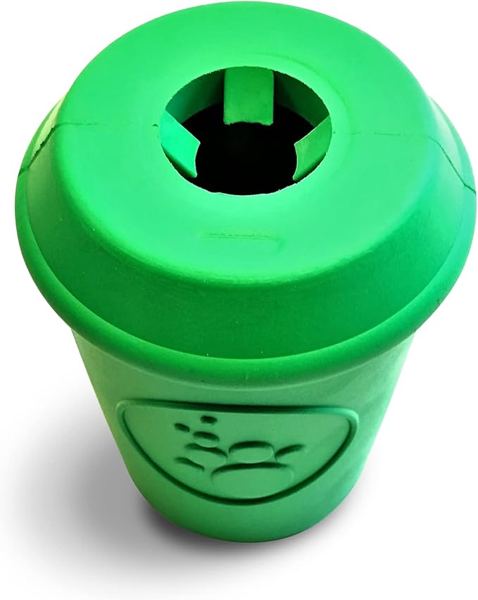 SodaPup Coffee Cup – Durable Dog Treat Dispenser & Chew Toy Made in USA from Non-Toxic, Pet Safe, Food Safe Natural Rubber Material for Mental Stimulation, Problem Chewing, Calming Nerves, & More
