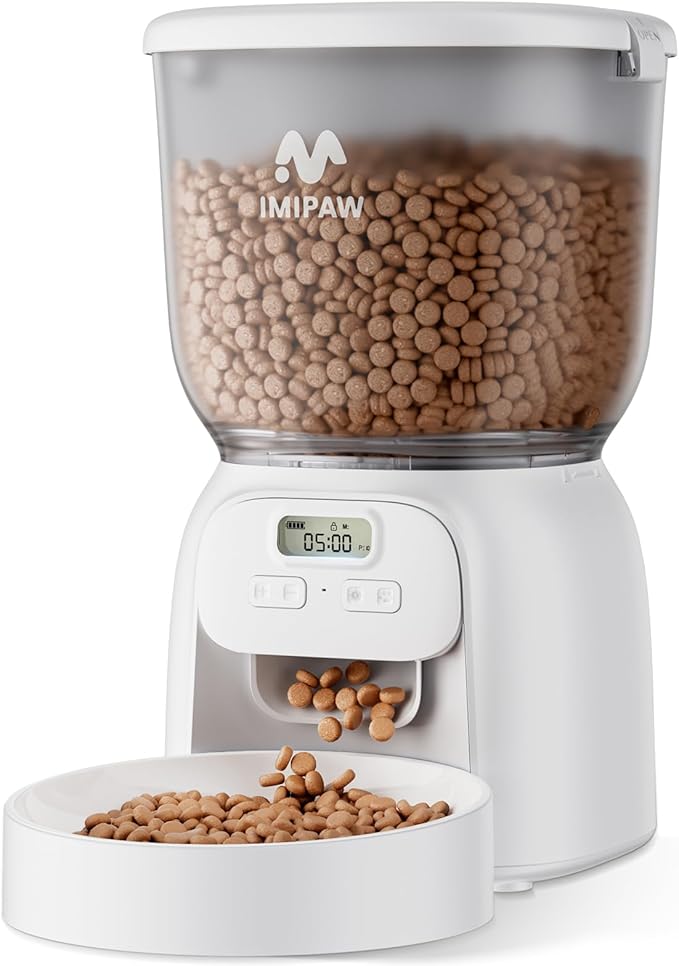 Automatic Cat Feeder: 4L Cat Food Dispenser Timed Precise Auto Feeder Programmable 1-6 Meals- Easy to Clean& Dual Power with Desiccant Bag Keeps Food Fresh- Reliable Pet Feeder for Cats