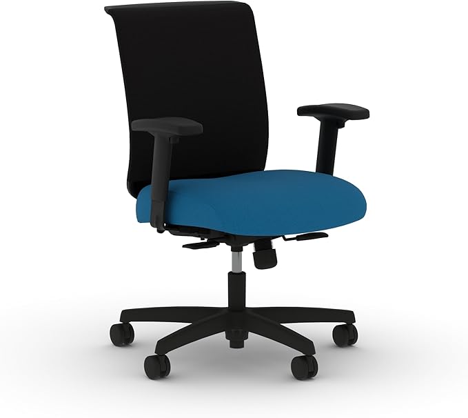 HON Convergence Ergonomic Office Chair, Breathable Back Support Mesh, Adjustable Arms, Computer Chair with Lumbar Support, Rolling Swivel Wheels, Comfortable Synchro-Tilt Recline, Fabric, Peacock