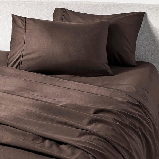 PeachSkinSheets Chocolate Sheet Set - 1500tc Level of Softness - Extra Soft Cooling Sheets for Hot Sleepers and Night Sweats - Twin Size