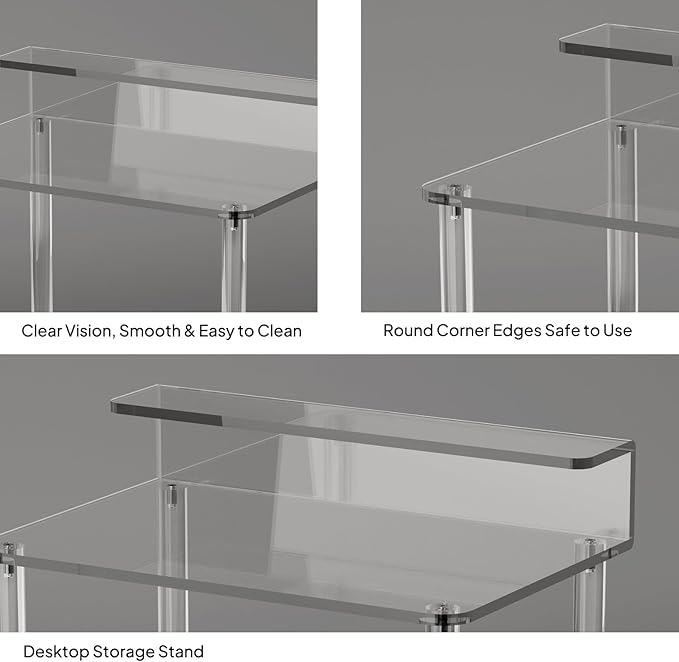 Eglaf Acrylic Small Vanity with Mirror - 23.6'' L x 15.8'' W x 33.9'' H - Modern Makeup Vanity Desk for Small Spaces - Clear Makeup Table Dressing Table, for Bedroom, Cloakroom