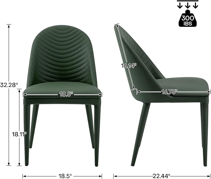 Dining Chairs Set of 4, Modern Full Assembled Faux Leather Upholstered Kitchen ChairaSide Chair with Backrests, Dinner Chairs for Kitchen Dinning Room, Jade Green